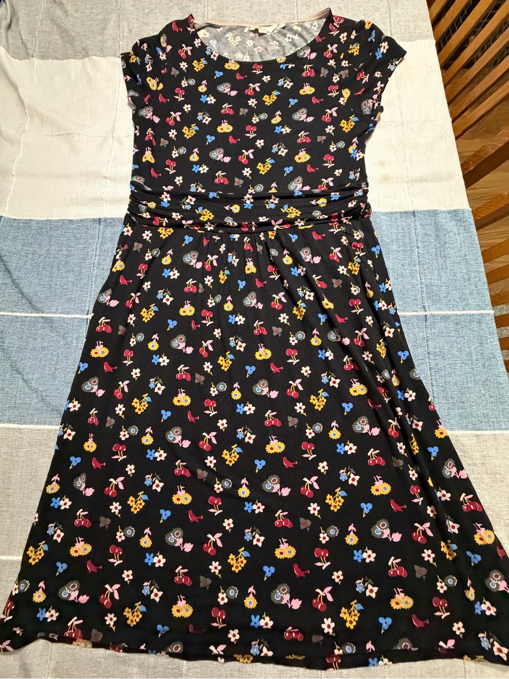 Boden Jersey Midi Dress- Black Floral - Picture 3 of 8